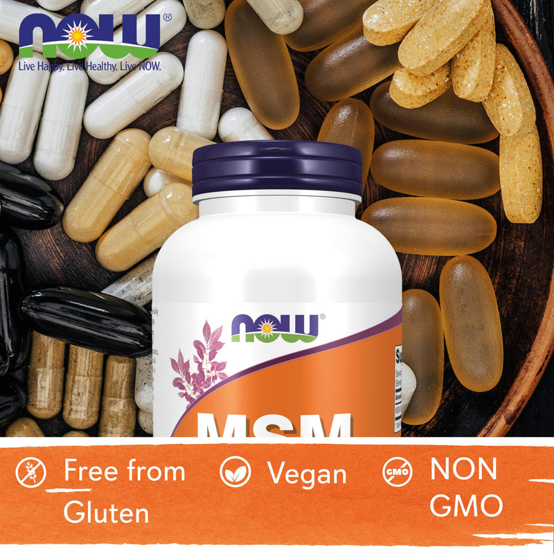 Now Foods, MSM, 1.000mg, 240 Vegan Capsules, Lab-Tested, Sulphur, Gluten Free, SOYA Free, Vegetarian