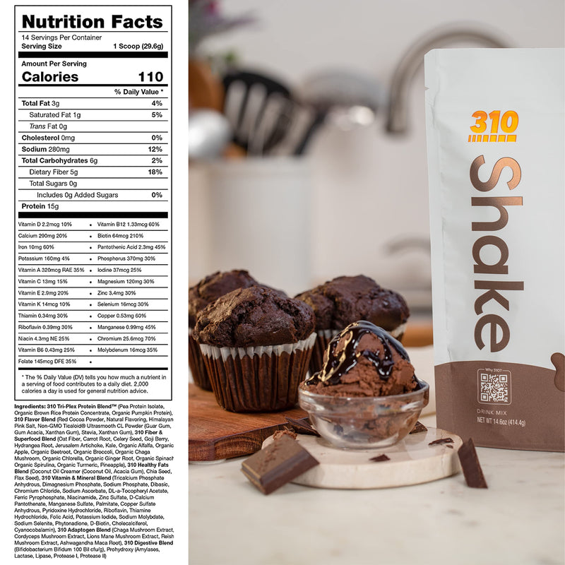 [Australia] - 310 Nutrition - All In One Meal Replacement Shake - Fiber Rich Vegan Superfood Blend - Natural Sweeteners - Low Carb Shake, Keto & Paleo Friendly - Gluten Free - 26 Essential Vitamins & Minerals All In One Chocolate Bliss 1.77 Pound (Pack of 1) 