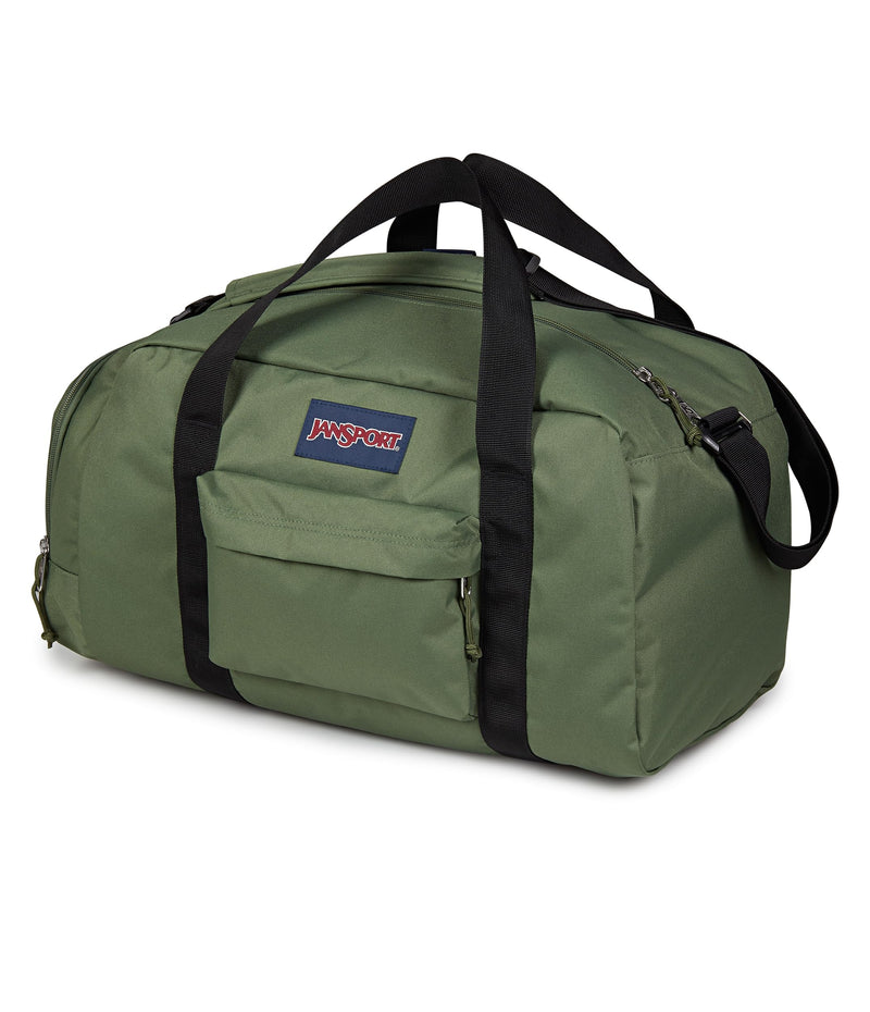 JanSport Weekender Medium Duffel - Travel or Gym Bag, Durable Weekender with Front Utility Pocket & Side Grab Handles - Cargo Green