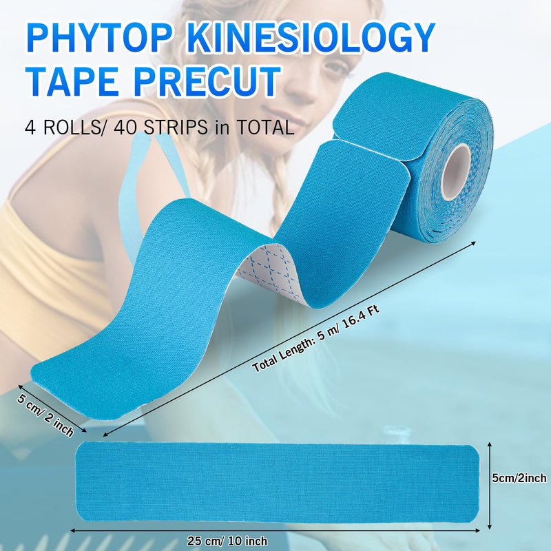Kinesiology Tape - 80 Precut Strips (10" x 2") | Hypoallergenic, Latex-Free | Mixed Colors Athletic Tape for Muscle & Joint Support, Sports & Physical Therapy 4