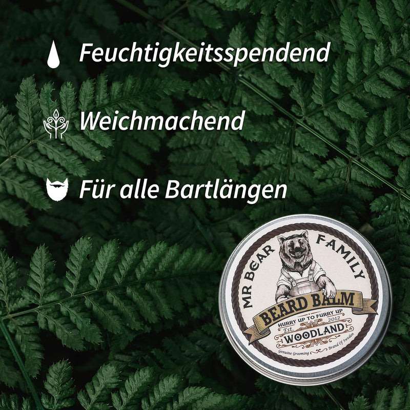 [Australia] - Mr Bear Family Beard Balm Men - Woodland - Nourishing Beard Balm - Beard Wax with Shea Butter, Jojoba Oil and Beeswax - Beard Wax Mustache & Full Beard Beard Styling - Beard Balm 60 ml 60 ml (Pack of 1) 