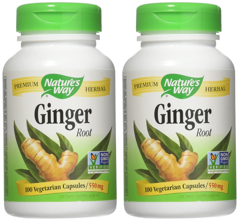 [Australia] - Nature's Way Premium Herbal Ginger Root, Digestive Support, 550 mg, 100 Vegetarian Capsules, Pack of 2 