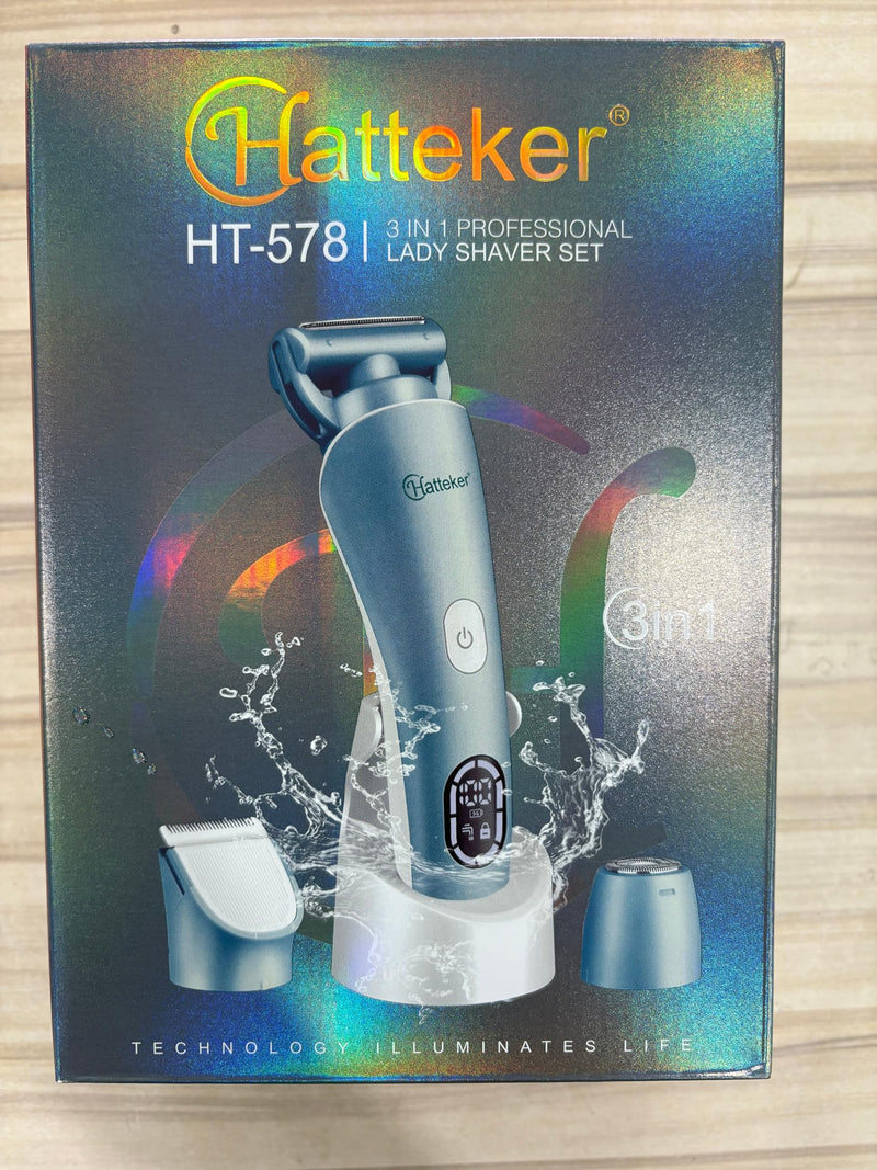 Hatteker Women's Electric Shaver Bikini Trimmer Hair Trimmer for Women Electric Razor for Legs Bikini Underarm Public Hairs Led Display IPX7 Waterproof Gift for Women (Blue) Blue