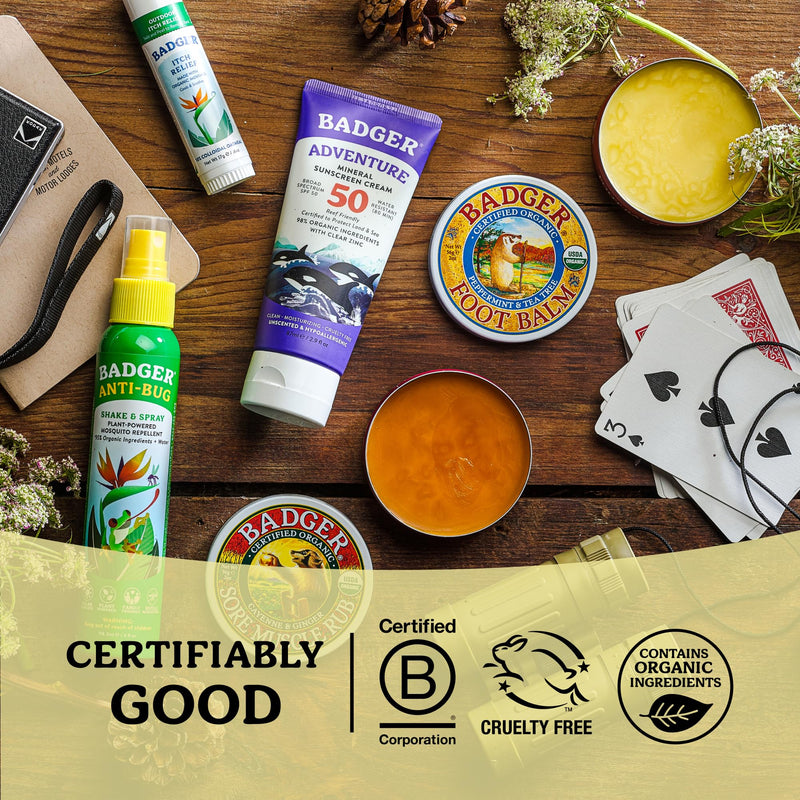 Badger Foot Balm, 100% Organic Foot Cream for Dry Cracked Heels and Feet, Fast Acting Foot Care for Women & Men, All-Natural Cracked Heel Treatment, .75 oz Tin, 2-Pack Peppermint & Tea Tree 0.75 Ounce (Pack of 2)