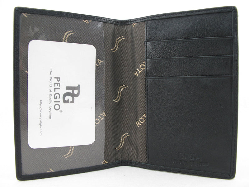 Pelgio Genuine Stingray Skin Leather Passport Holder Wallet Black