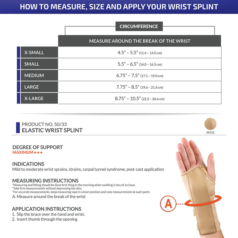 Champion Wrist Splint, Wrap Style, Elastic Knit, Right Hand, Medium Beige (Right Hand)