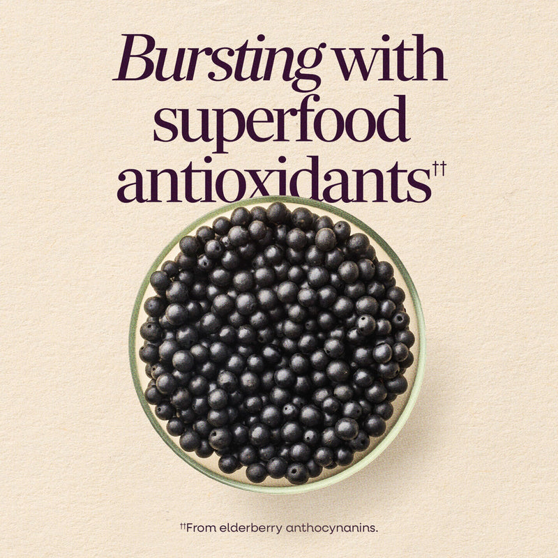 Nature's Way Sambucus Elderberry Gummies for Immune Support* Ages 4+, 60 ct | Immune Gummy with Black Elderberry Extract, Vitamin C, D3, Zinc, and Superfood Antioxidants*, Adults & Kids Ages 4+ 60 Count (Pack of 1)