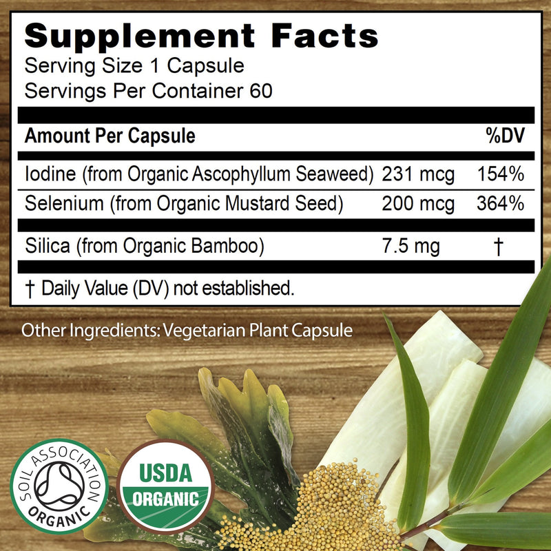 [Australia] - Organic Selenium 200 mcg with Iodine and Silica All from Certified Organic Whole Foods - Two Month Supply 