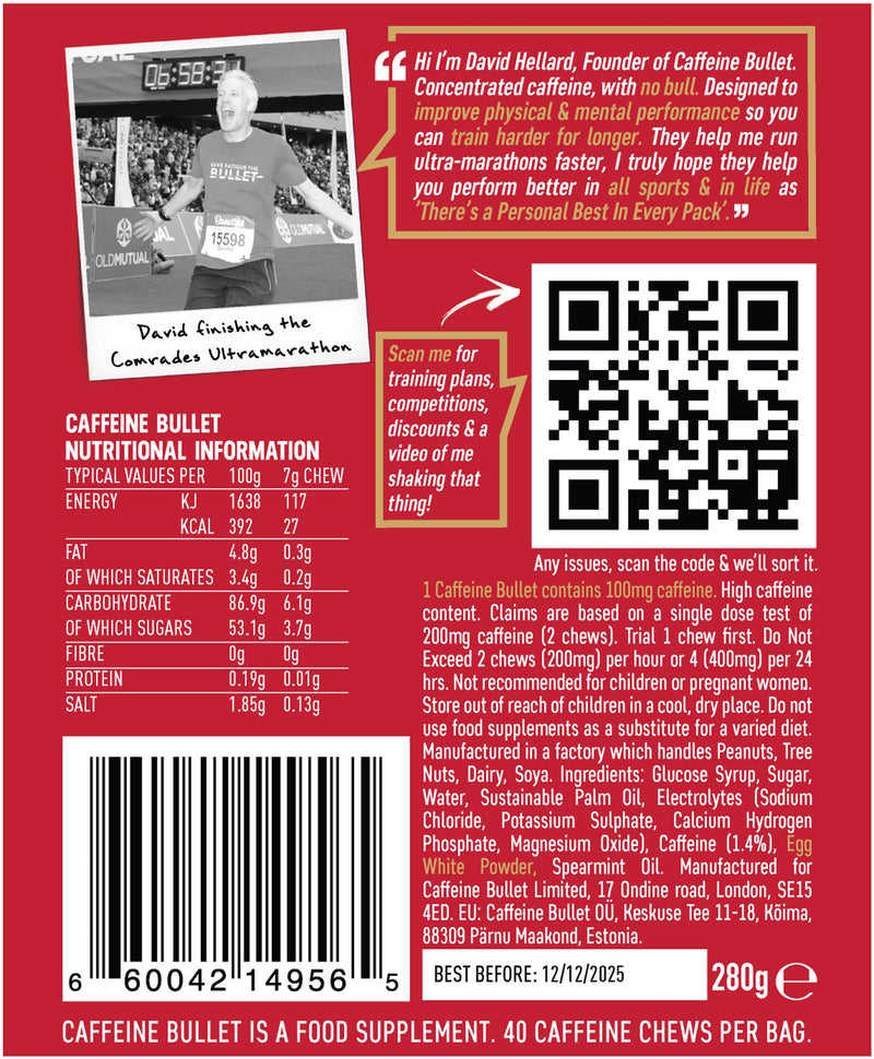[Australia] - Caffeine Bullet 40 Mint Caffeine Gummies for Adults = 4000mg Caffeine Kick, Faster Than Running gels & Energy Chews, mid Race, Cycling, Gaming and Endurance Sports chewable Energy Boost 1 Bag - 40 Caffeine Chews 