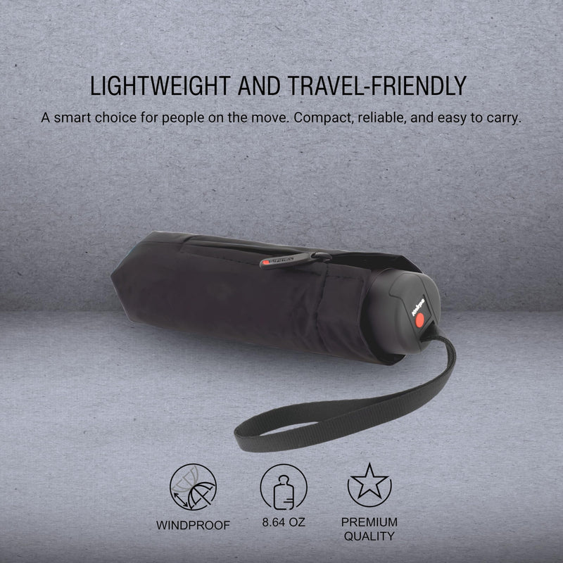 Knirps T.020 Small Manual Open Close Rain Umbrella - Compact Travel Umbrella for Adults Black