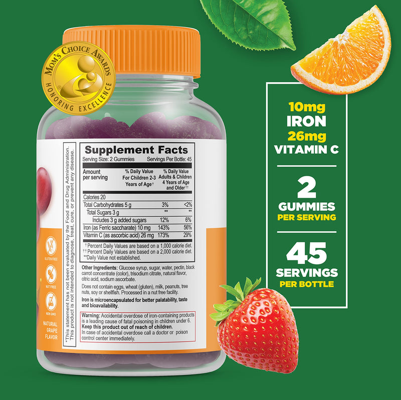 Lifeable Zinc Kids + Iron & Vitamin C Kids, Gummies Bundle - Great Tasting, Vitamin Supplement, Gluten Free, GMO Free, Chewable Gummy