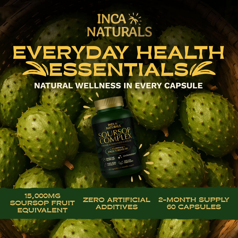 Soursop Graviola Capsules | Extra High Strength 15,000mg 30:1 Extract Per Serving & 40mg Vitamin C& 10mg zinc picolate | Potent Antioxidant, 2 Month Supply, Superfruit Supplement