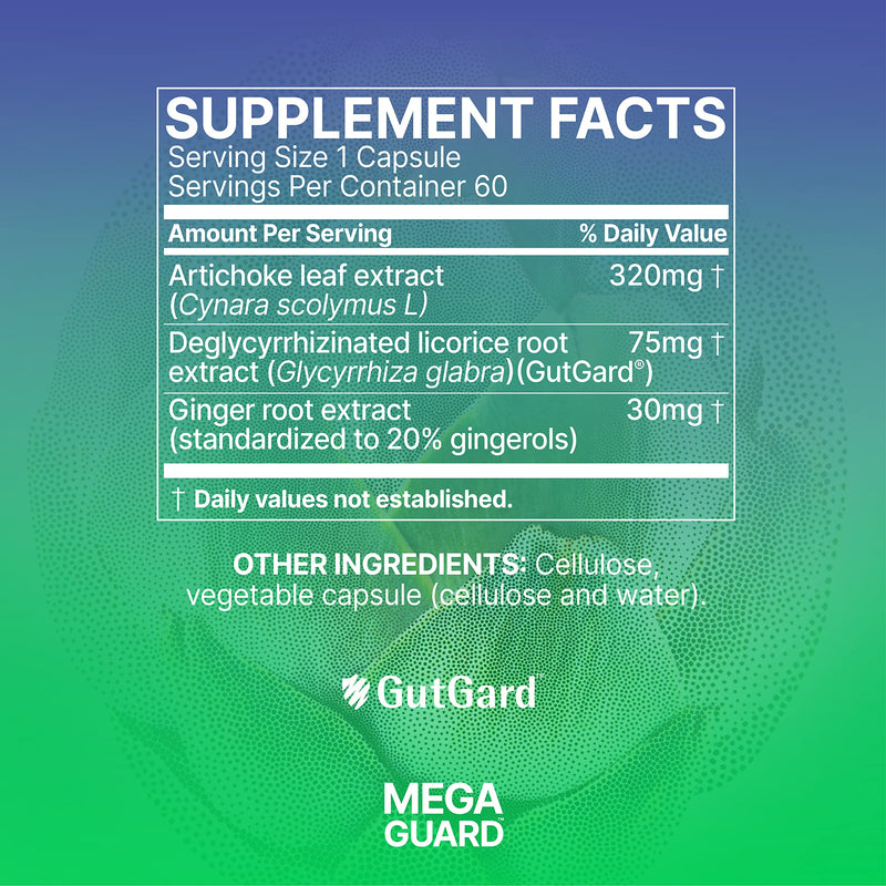 [Australia] - Microbiome Labs MegaGuard - Artichoke Leaf + Ginger Extract to Support Digestive Health - Daily Gut Health Supplement for Occasional Bloating Relief (60 Capsules) 
