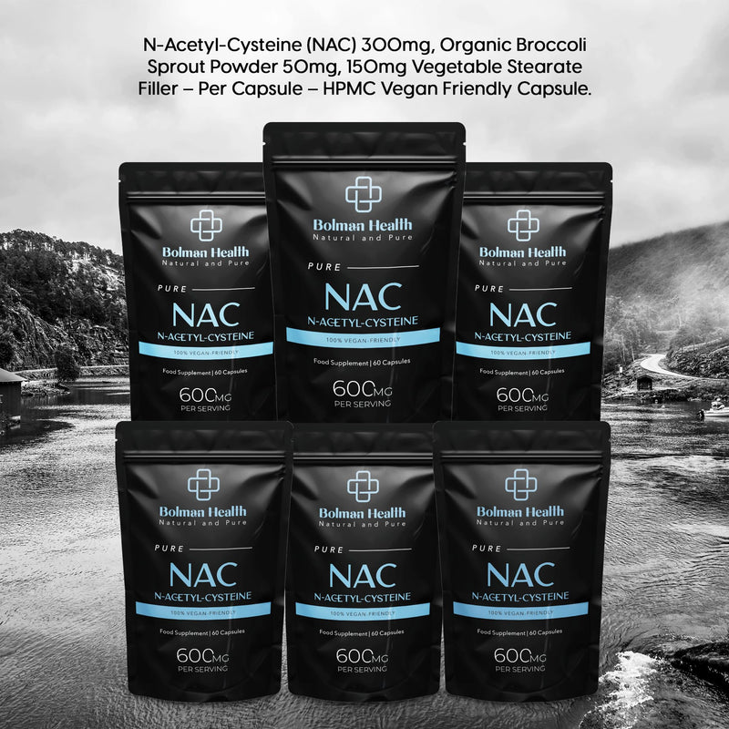 N-Acetyl-Cysteine (NAC) Capsules | 600mg Per Serving | 60 Capsules | 30 Day Supply | Supports Immune Function, Brain Function & Respiratory Health | Vegan | Non-GMO (Pack of 2) 60 count (Pack of 2)