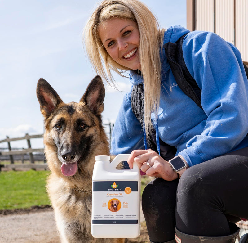 Camelina Oil for Dogs - Omega 3, 6, 9 Supplement for Healthy Skin, Shiny Coat & Flexible Joints - Dog Joint Supplement - Natural Canine Wellness - Omega 3 for Dogs (Pump Included - 64oz) 64 Ounce - PawsPlanet Australia