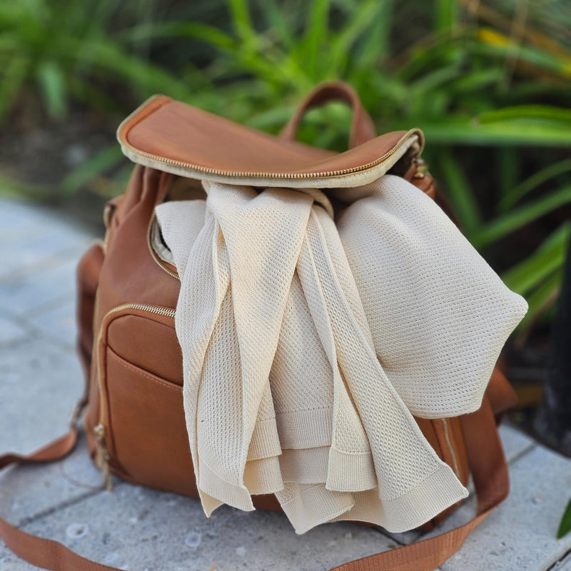 [Australia] - Peekaboo Knit Breathable Nursing Cover Up For Breastfeeding - Soft Organic Cotton & Cashmere Breast Feeding Covers For Women - Privacy Feature - Includes Mesh Laundry Bag (Beige) Beige 