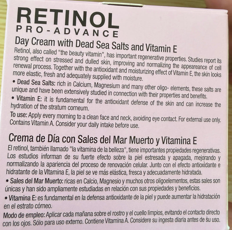 Delfanti Milano, Retinol Pro Advance Day Cream with Dead Sea Salts and Vitamin B, Anti Aging Moisturizer for Face and Neck, Made in Italy, 1.7 oz 50 mL