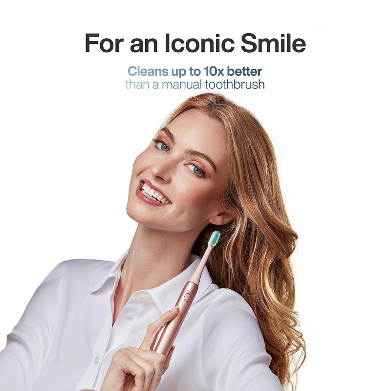 Aquasonic Icon ADA-Accepted Rechargeable Toothbrush | Magnetic Holder & Slim Travel Case | 2 Brushing Modes & Smart Timers | Gentle Micro-Vibrations (Blush) Blush 1 Count (Pack of 1)