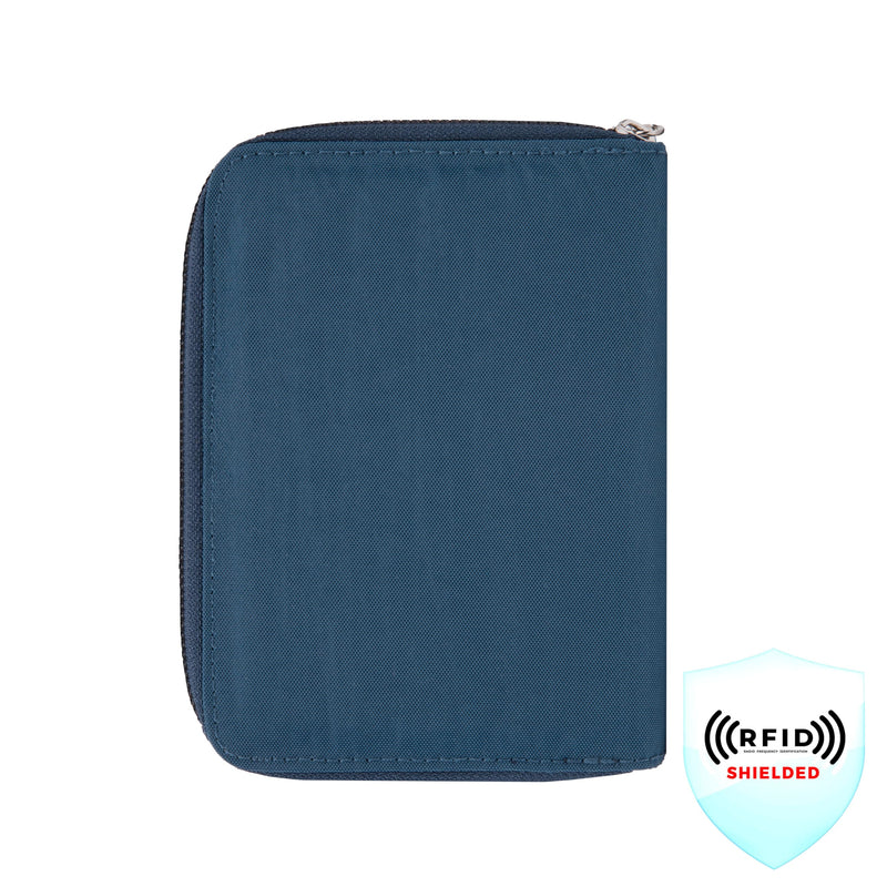Travelon RFID Blocking Passport Zip Wallet 4.5”W x 6”H x 0.75”D Ocean