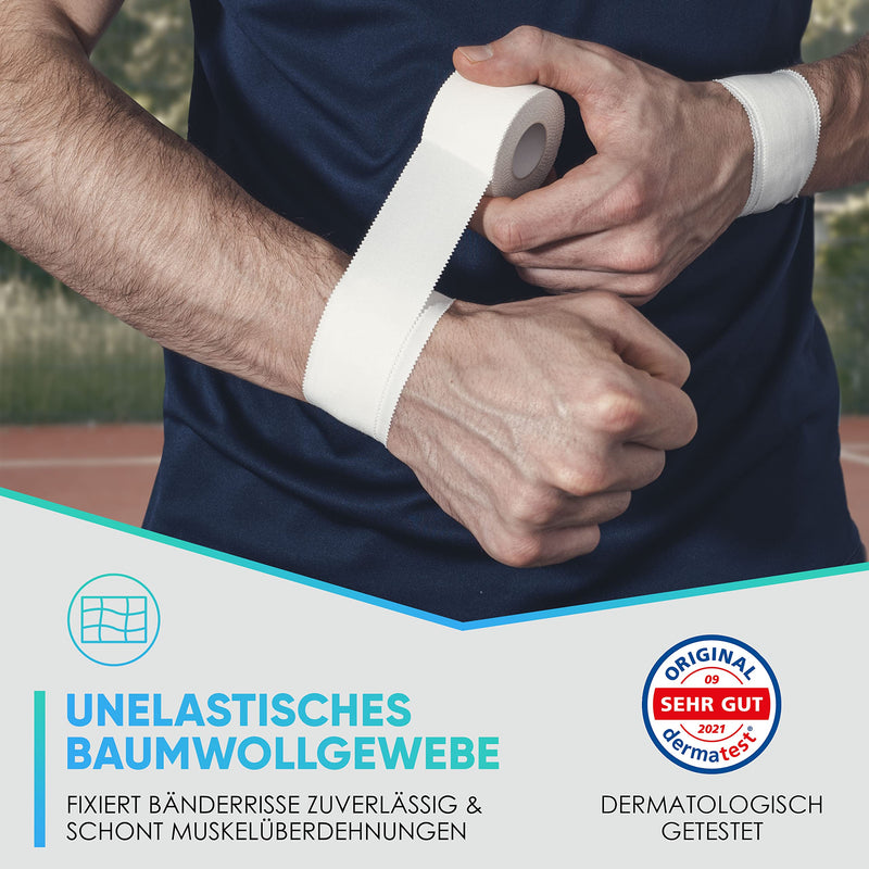 [Australia] - Health Press® sports tape - 6 tape rolls (3.8 cm x 10 m) - sports tape white - tearable professional sports tape - sports tape bandage for all sports 6 pieces (3.8 x 1000 cm) white 
