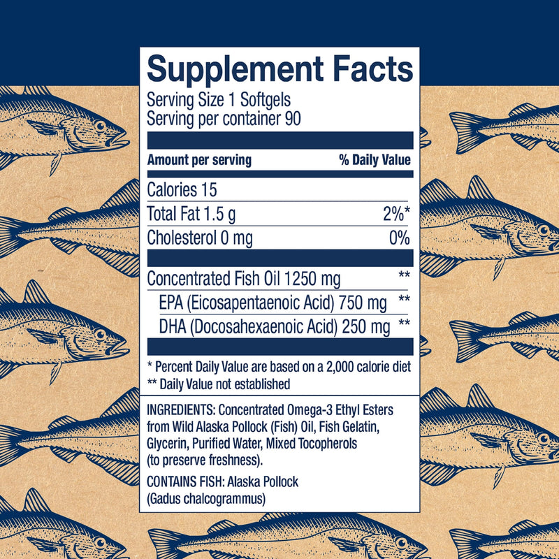 [Australia] - Wiley's Finest Wild Alaskan Fish Oil Peak EPA - Triple Strength Peak EPA and DHA - 1000mg Omega-3s, SQF-Certified - 90 Softgels (90 Servings) 90 Count (Pack of 1) 