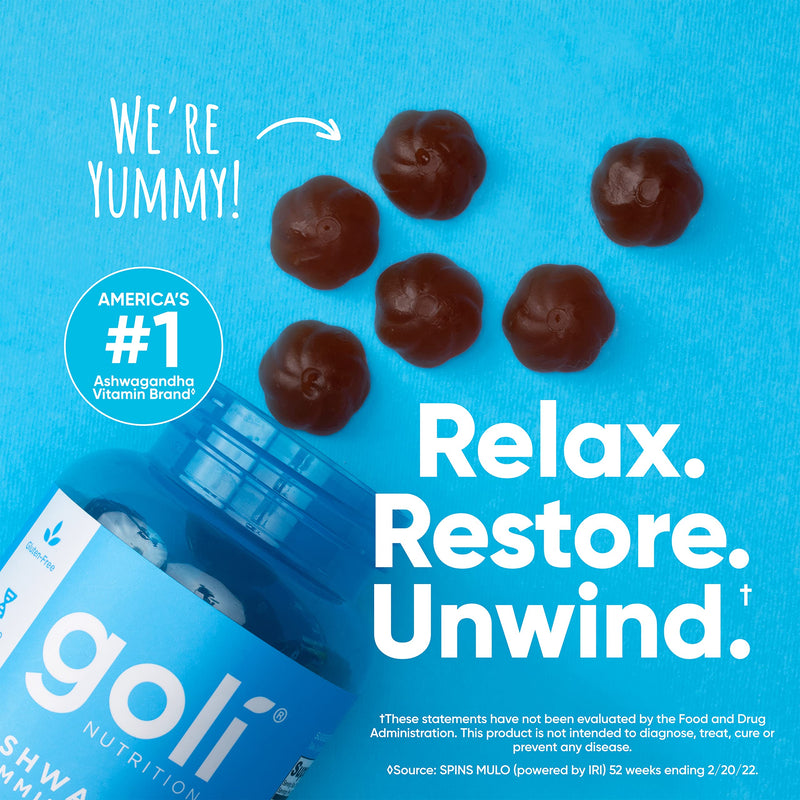[Australia] - Goli Ashwagandha & Vitamin D Gummy - 60 Count - Mixed Berry, KSM-66, Vegan, Plant Based, Non-GMO, Gluten-Free & Gelatin Free Relax. Restore. Unwind, Pack of 1 