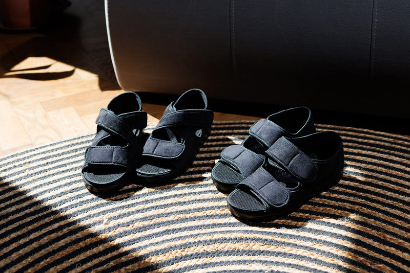 [Australia] - OrtoMed Open Orthopedic Shoes Women Men Adjustable Width Sandals Bandage Shoes Orthopedic Insole Velcro Fastener Microvelor Black 36-46 EU 40 EU Black 513 