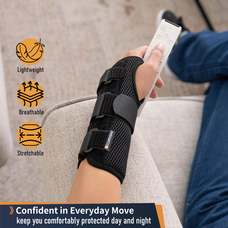 Deluxe 3-Strap Wrist Brace – Adjustable Support for Carpal Tunnel, Fractures, Tendonitis, and Post-Op Recovery – Lightweight, Breathable Design for Day and Night Use (S/M, Left hand) S/M