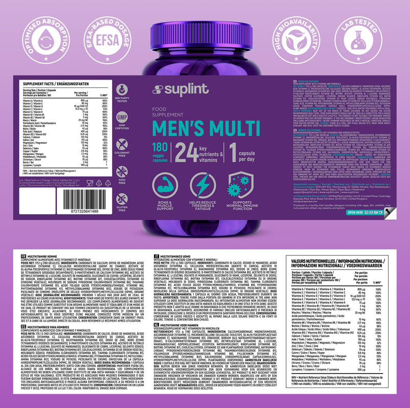 Multivitamin Capsules for Men – A-Z Vitamin & Mineral Complex – 180 Capsules for 180 Days – Multivitamin Tablets for Men – All-in-One Supplement