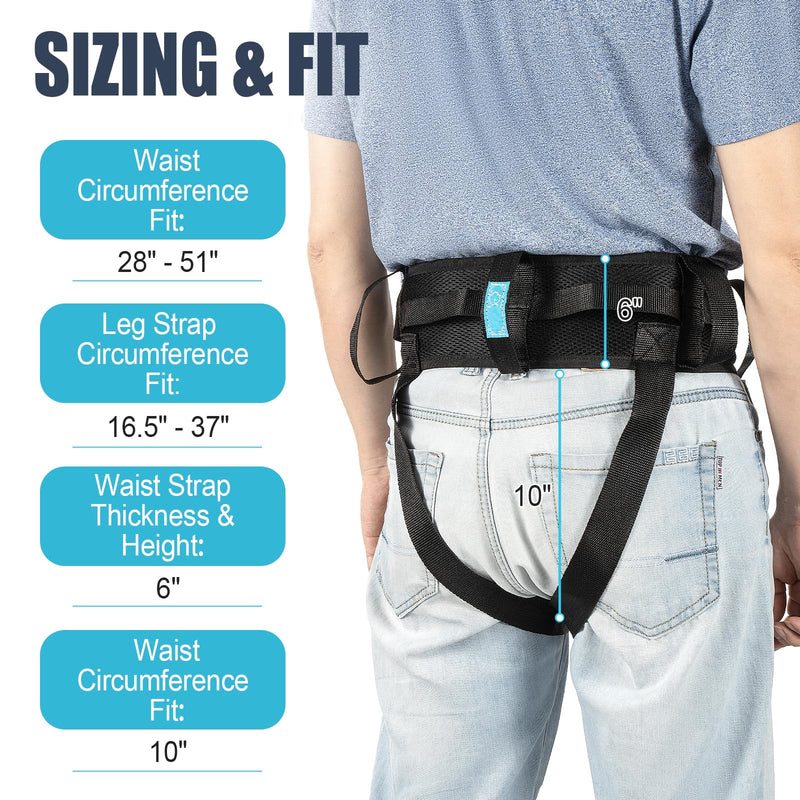 Gait Belts for Seniors - with Leg Loops， Occupational and Physical Therapy - Long Strap and Quick Release Buckle