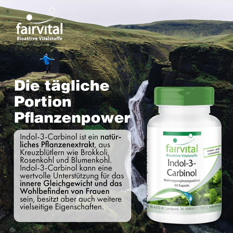 [Australia] - Fairvital | Indol 3 Carbinol Capsules - 60 Capsules - HIGH DOSE - I3C Capsules with Broccoli Powder - VEGAN 44 g (Pack of 1) 