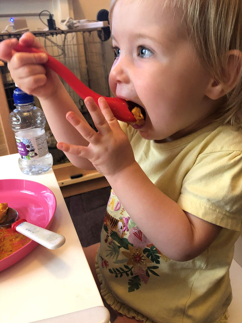 Mini S'up Spoon - Assistive Eating Cutlery/Utensil for People who Have Shaky Hands or who are Messy Eaters. Ideal for Children and Those with Small Mouths. (Red)