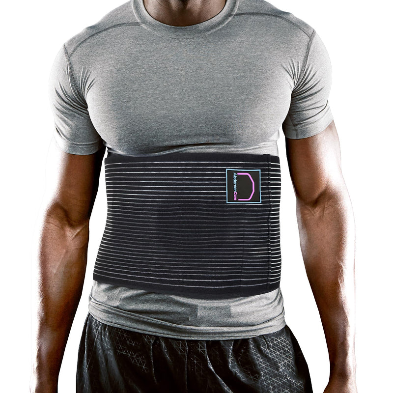 Abdomencare Plus Size Umbilical Hernia Belt For Men and Women | Hernia Belts For Men Abdominal With 2 Unique Compression Pads | Plus Size Hernia Belt For Women Abdominal | Adjustable Support | 2XL/XXL Black