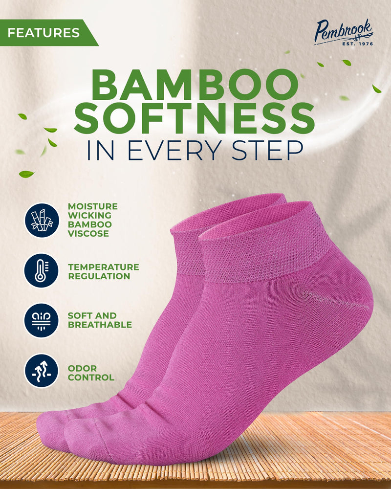 [Australia] - Pembrook Bamboo Viscose Ankle Diabetic Socks for Women and Men - 6 Pairs | Moisture-Wicking, Super Soft, Non Binding Pastel Colors - 6 Pairs Medium 