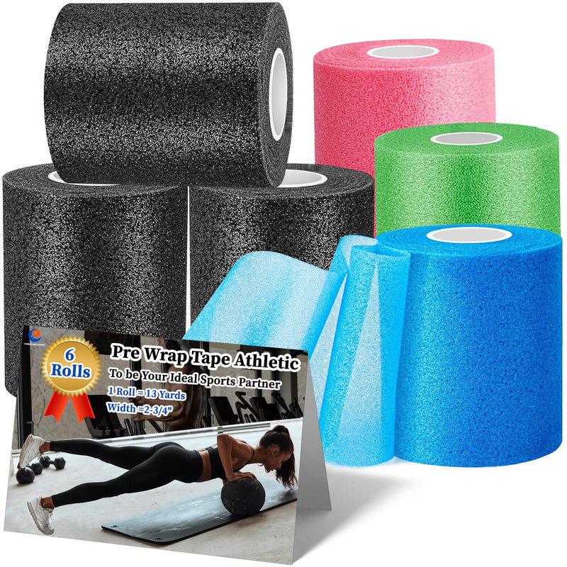 Multi Color Athletic Prewrap Tape + Ice Tape, Self Sticking Bandage Wrap （No Refrigeration Needed）, Instant Cold Compress Compression