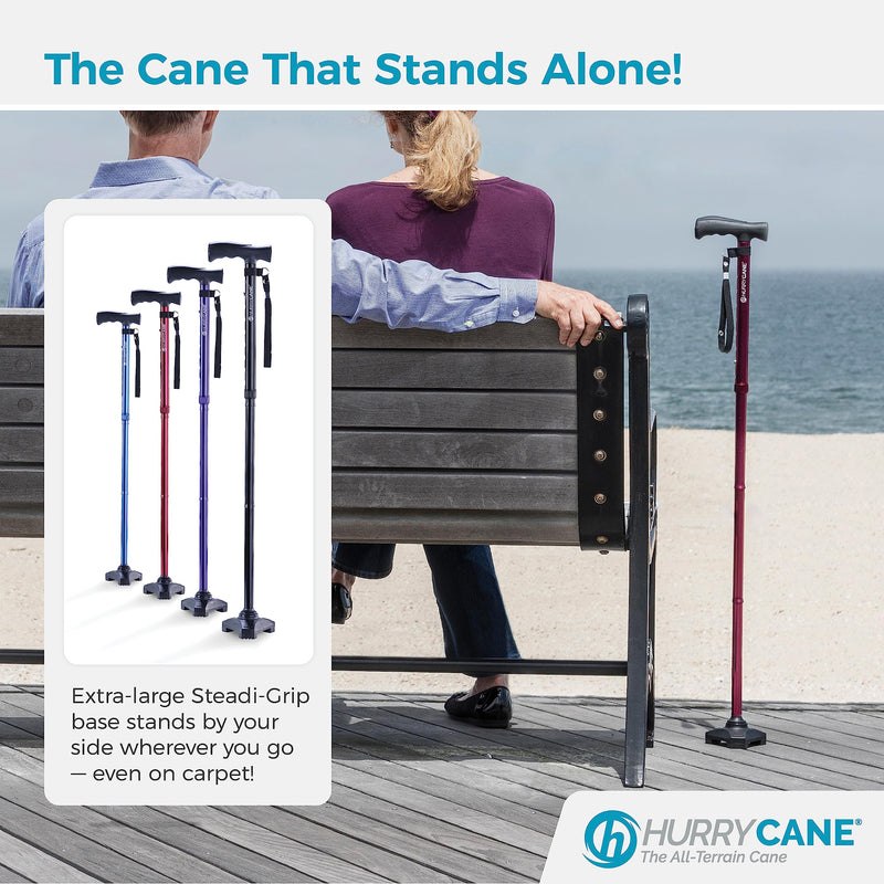 [Australia] - HurryCane HCANE-BK-C2 Freedom Edition Foldable Walking Cane with T Handle, Original Black 