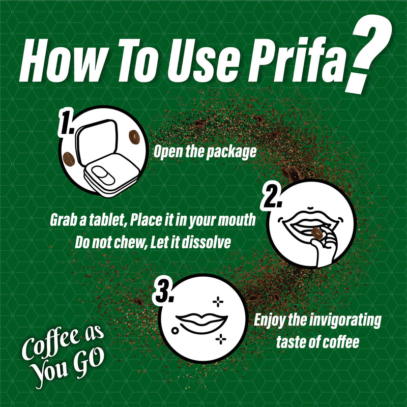 [Australia] - Prifa Cardamom Coffee Tablets- Pocket Coffee, Coffee Candy- Instant solution for Coffee Cravings, No Water Needed- Unsweetened- Keto- Vegetarian- 25 Coffee Bean-Shaped Tablets in Pocket-Sized Tin 