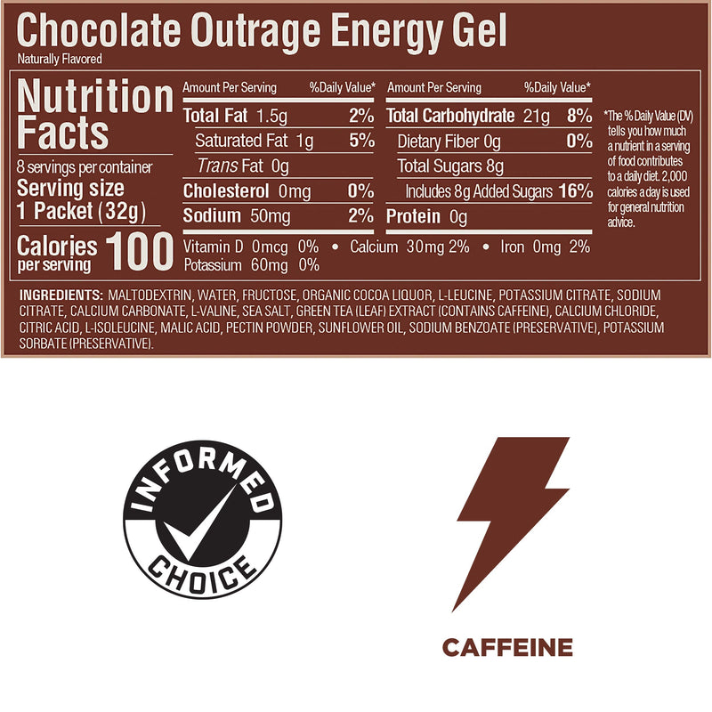 [Australia] - GU Energy Original Sports Nutrition Energy Gel, Vegan, Gluten-Free, Kosher, and Dairy-Free On-the-Go Energy for Any Workout, 8-Count, Chocolate Outrage Health Personal Care 
