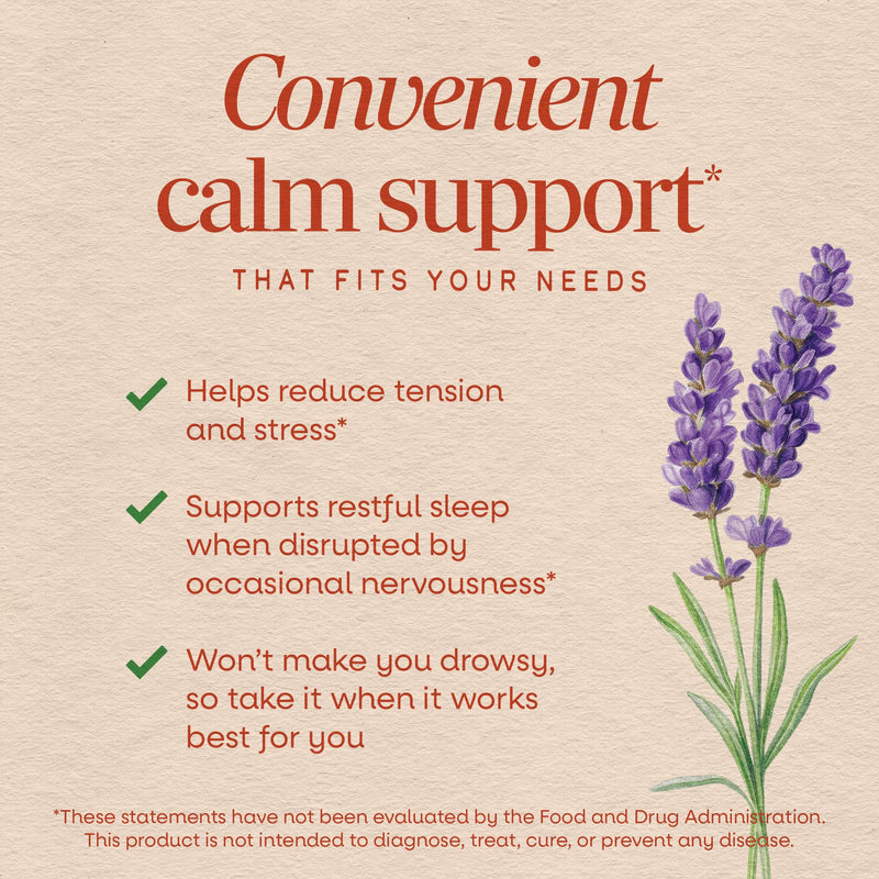Nature's Way CalmAid Lavender Oil Supplement, Calm & Stress Support*, 30 ct | Clinically Studied Silexan Lavender Oil, Non-Drowsy, Daily Softgels, 1 Month Supply 30 Count (Pack of 1)