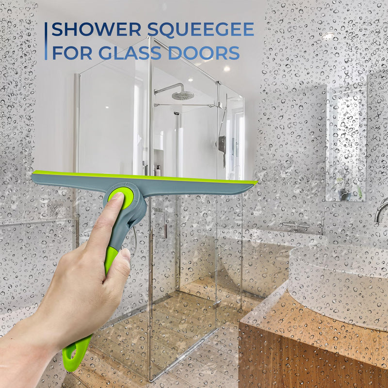 [Australia] - DSV Standard Shower Squeegee for Glass Doors, Squeegee for Window Cleaning, All Purpose Window Cleaner Tool for Car Squeegee,Windshield | Mini Window Squeegee for Home | 10" Blade and 8.3" Long Handle Handheld Squeegee 