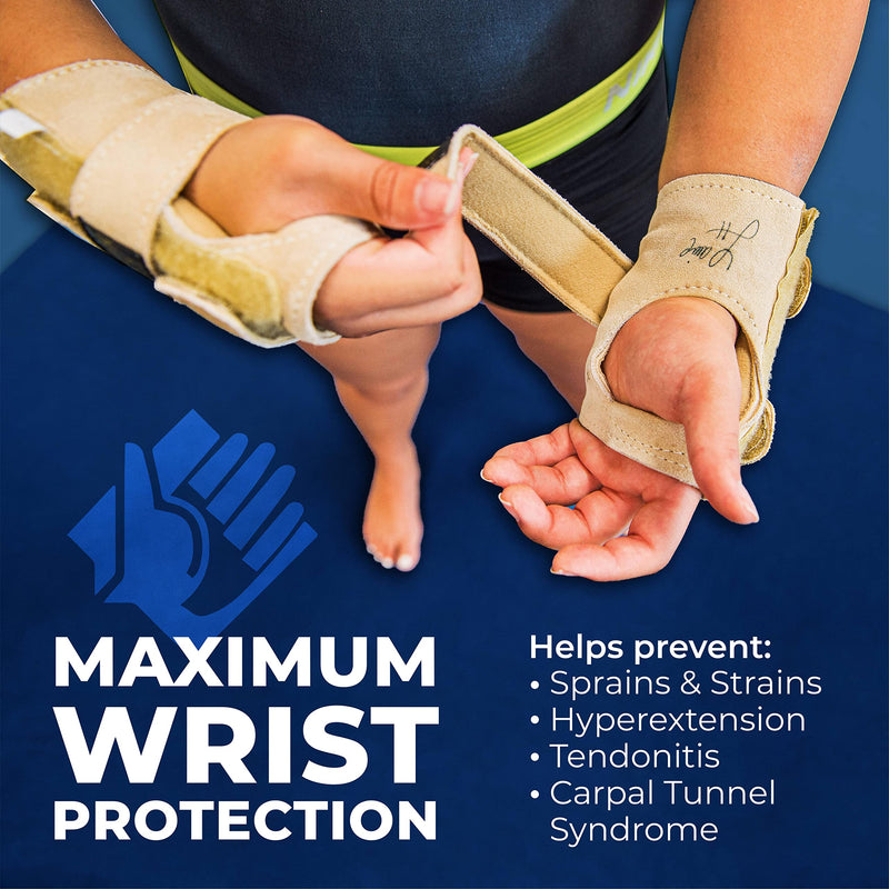 Tiger Paw Authentic Gymnastics Wrist Supports (Sold in Pairs) - Original Competition-Grade Gymnastics Wrist Guards, Wrist Support Braces, Adjustable, Made in USA Hand Wraps (Royal Blue - Extra Small)