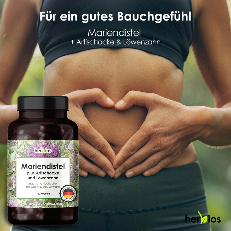 [Australia] - Milk thistle artichoke dandelion liver treatment - 120 capsules for 4 months - high-dose complex with choline, cynarin and 80% silymarin - vegan and without additives 