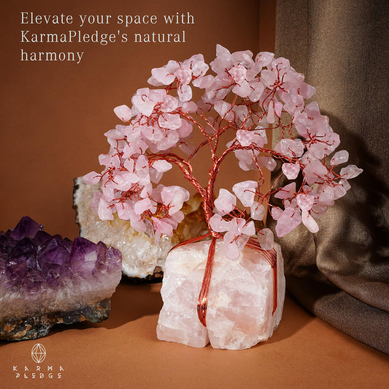 [Australia] - Rose Quartz Crystal Trees for Home Decor, Office Desk Decoration, Chakra Healing Crystals and Stone for Positive Energy, Money, Good Luck, Tree of Life Spiritual Birthday Gifts for Women and Mom 10 Rose Quartz Base Raw Crystal Tree 