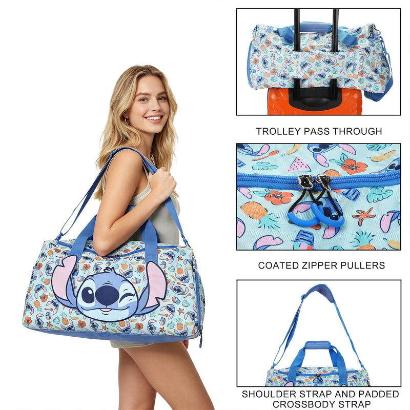 Lilo & Stitch Beach Print Blue 20” Duffel Bag Lilo & Stitch Beach Print Blue