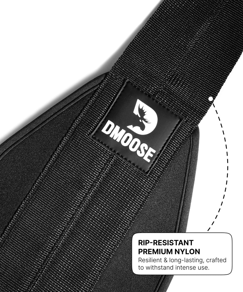 DMoose Fitness Hanging Ab Straps for Pull Up Bar & Core Strength Training - Soft Padded Exercise Straps for Ab Swing & Leg Raises, Hang Bar Strap with 2 Steel Carabiners - Abs Equipment for Home & Gym Black