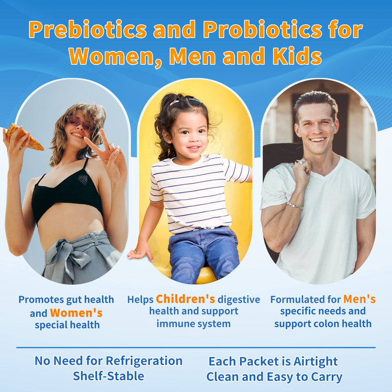 [Australia] - ZEBORA Probiotics for Women, Men and Kids, Prebiotics and Probiotics Powder for Digestive and Immune Gut Health - Support Healthy-Respiratory-System Gluten Free and Non GMO, 30 Packets 