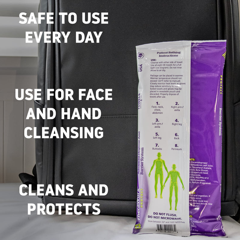 [Australia] - Theraworx Protect Advanced Hygiene and Barrier System Towels - 8 Count (Pack of 1) Unscented 8 Count (Pack of 1) 
