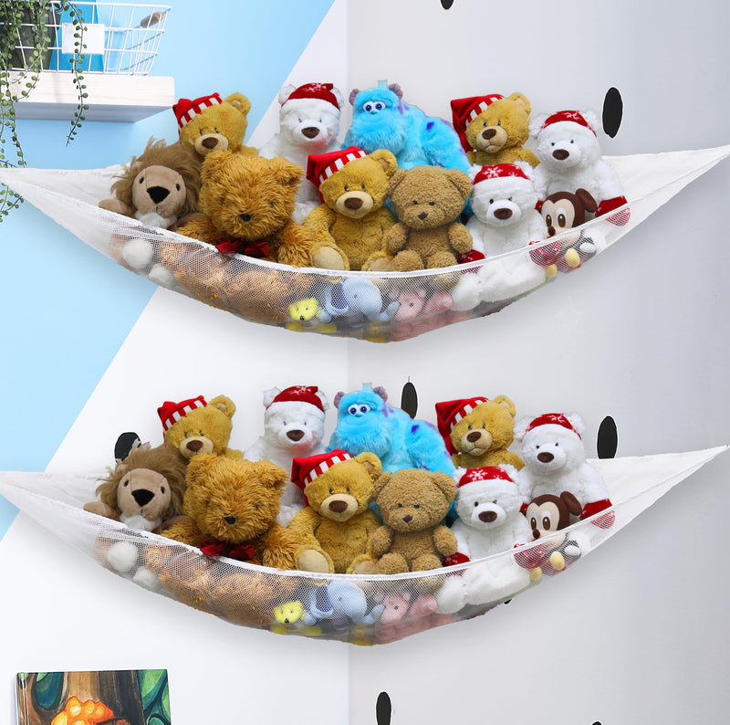 [Australia] - Simple Houseware 2 PK - Stuffed Animals Jumbo Toy Storage Hammock, White 