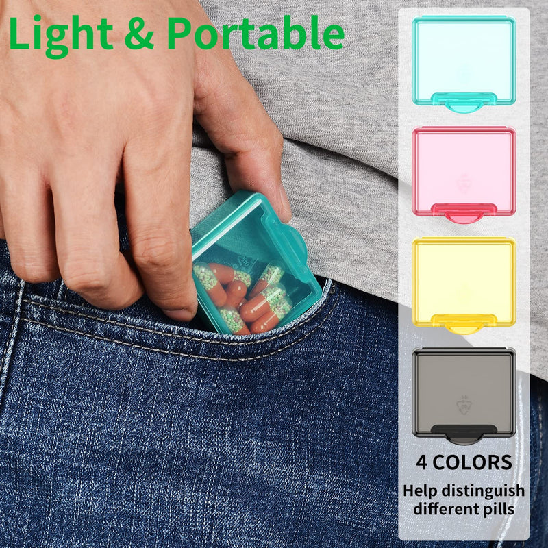 [Australia] - Small Pill Box 4 pcs,Cute Travel Pill Organizer Case Mini Tiny Clear Plastic Storage Containers Portable for Pocket Purse Blue+pink+orange+black 