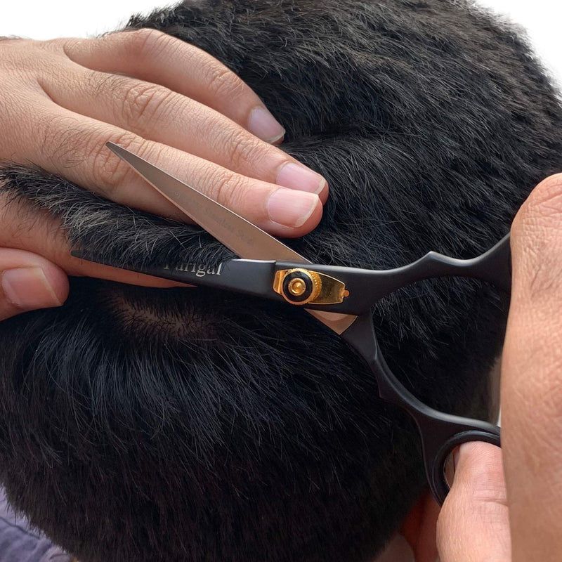 Hair Cutting Scissors Professional Hair Shears 5.5" - Razor Edged Durable Hair Cutting Tools - Handcrafted Barber Scissors in Japanese Stainless Steel - Scissors for Hair Cutting Men & Women 5.5 Inch Black